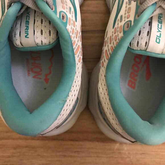 Brooks Glycerin 20 Womens 8.5 Wide Shoes Oyster Latigo Bay Coral Neutral Running - Picture 5 of 7